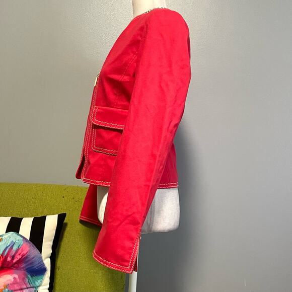 Carlisle Pink/Red Cotton Canvas Zip Up Jacket 2 - Picture 3 of 5